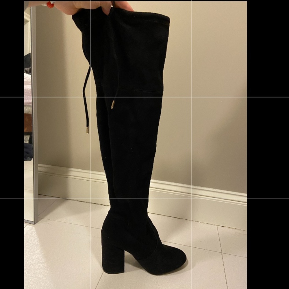 Over the knee black suede Steve Madden boots - Picture 2 of 4
